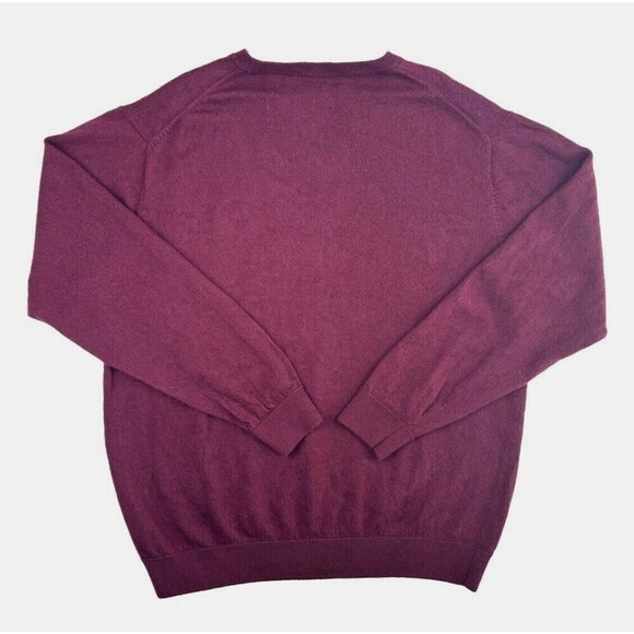 Turnbury Merino Wool Sweater Mens XL Red Maroon V-Neck Pullover Long Sleeve - Picture 3 of 13